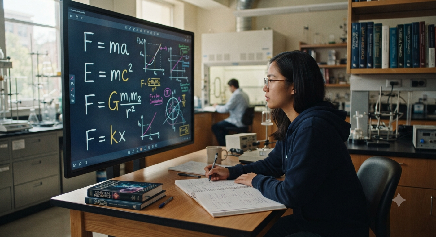 Physics equations showing constants and variables such as G, c, k, and π for understanding constants in physics