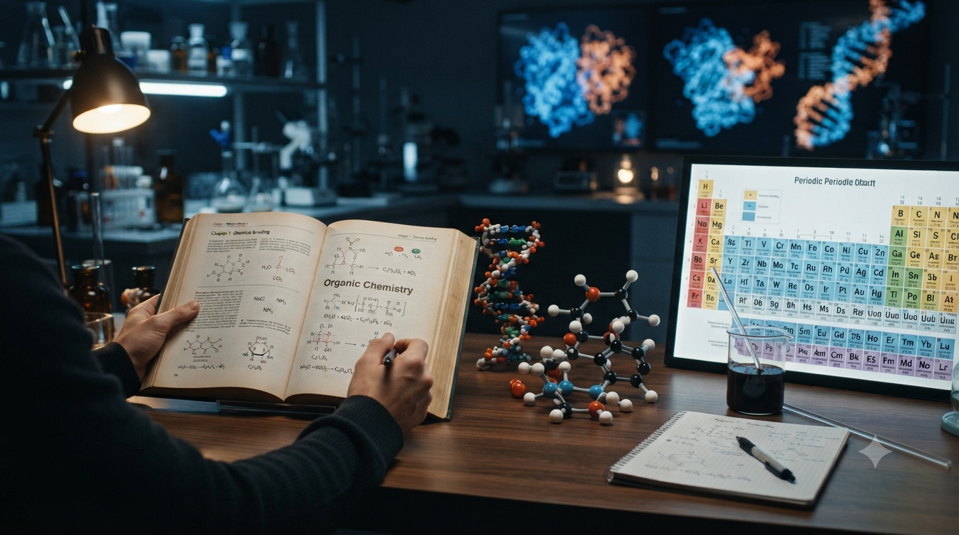 Chemical formulas such as H₂O, CO₂ and NaCl showing elements, atom ratios, subscripts and substance composition.