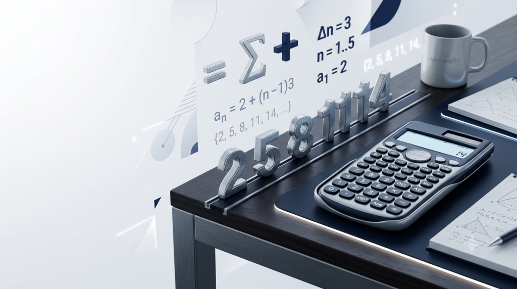 Arithmetic Sequence Calculator showing number patterns and mathematical calculations
