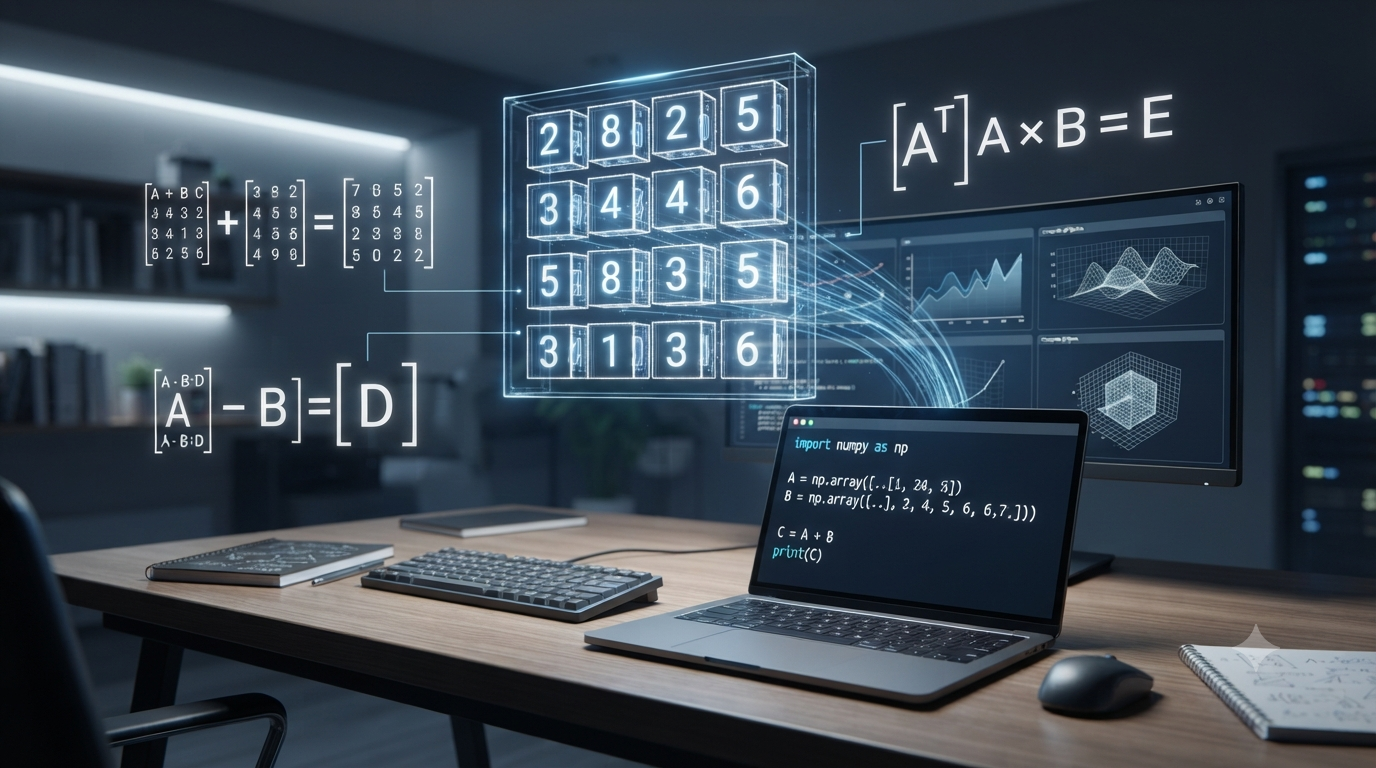 3D visualization of basic matrix operations used in computer science