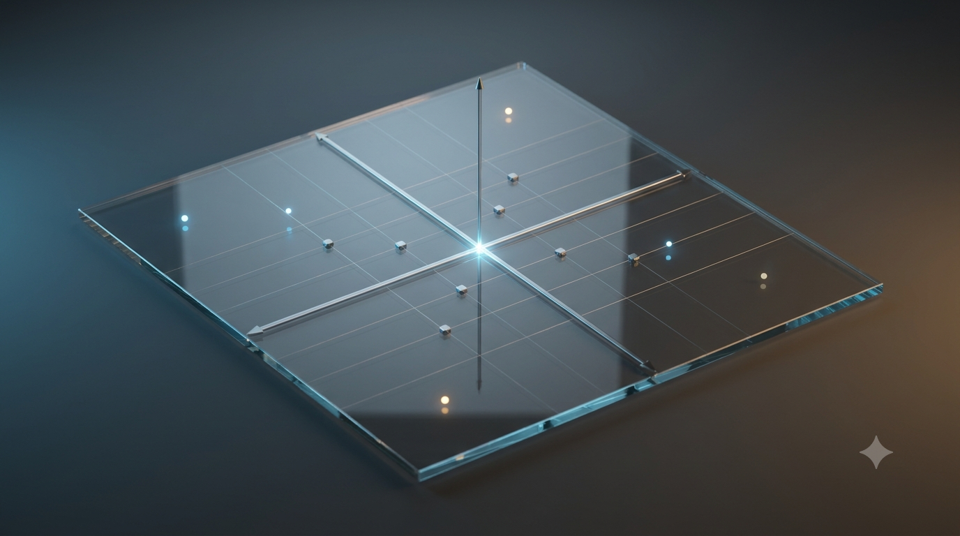 Realistic 3D Cartesian coordinate plane showing perpendicular axes, the origin, grid lines, and plotted points.