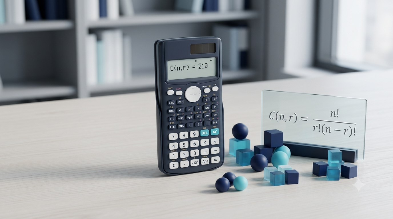 3D combination calculator with mathematical formula and selected geometric objects