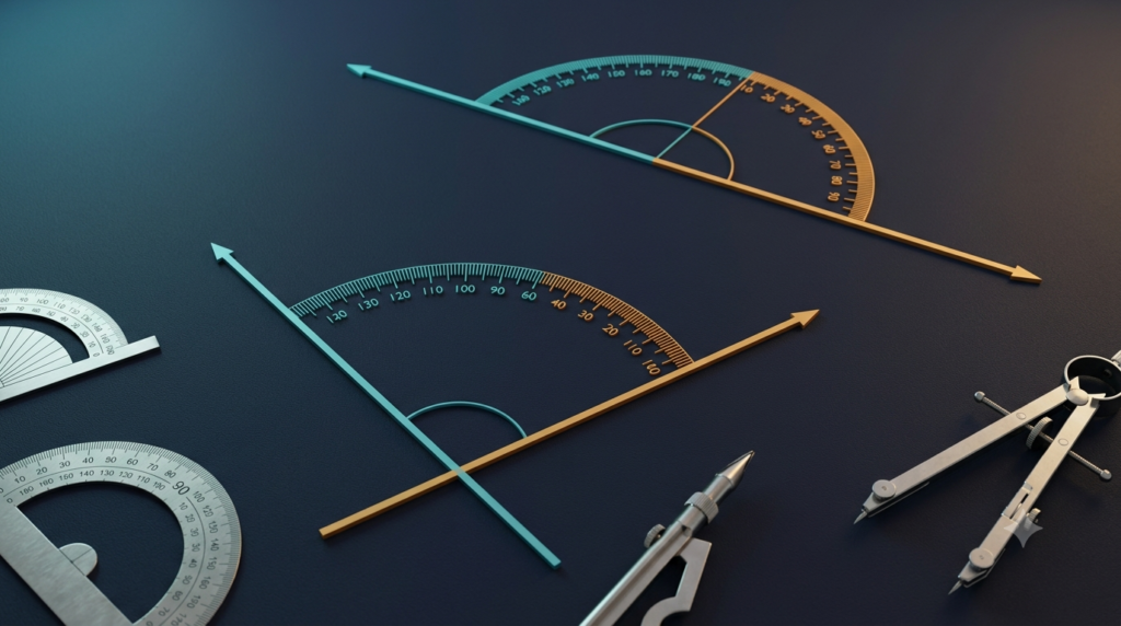 3D visualization of complementary right angles and supplementary straight angles in trigonometry