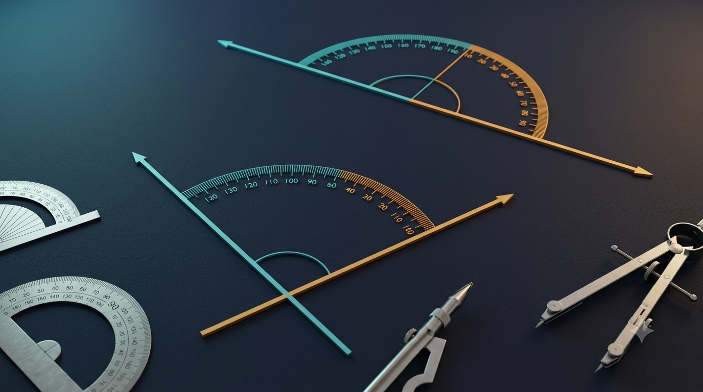 3D visualization of complementary right angles and supplementary straight angles in trigonometry