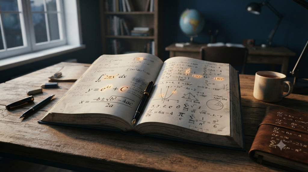 Mathematical formulas showing constants, variables, coefficients, and mathematical symbols