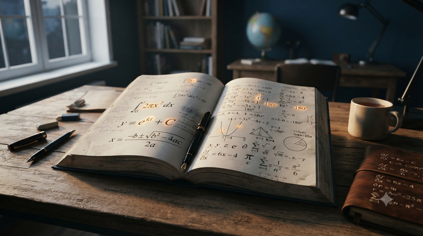 Mathematical formulas showing constants, variables, coefficients, and mathematical symbols