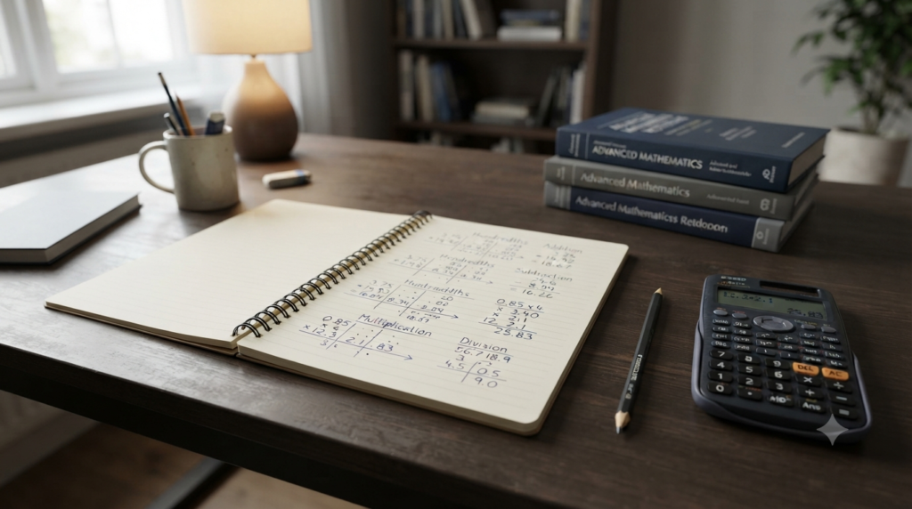 Decimal calculation formulas and rules for basic mathematical operations