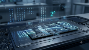 Realistic 3D visualization of binary patterns, logic gates, and possible combinations in digital system design.