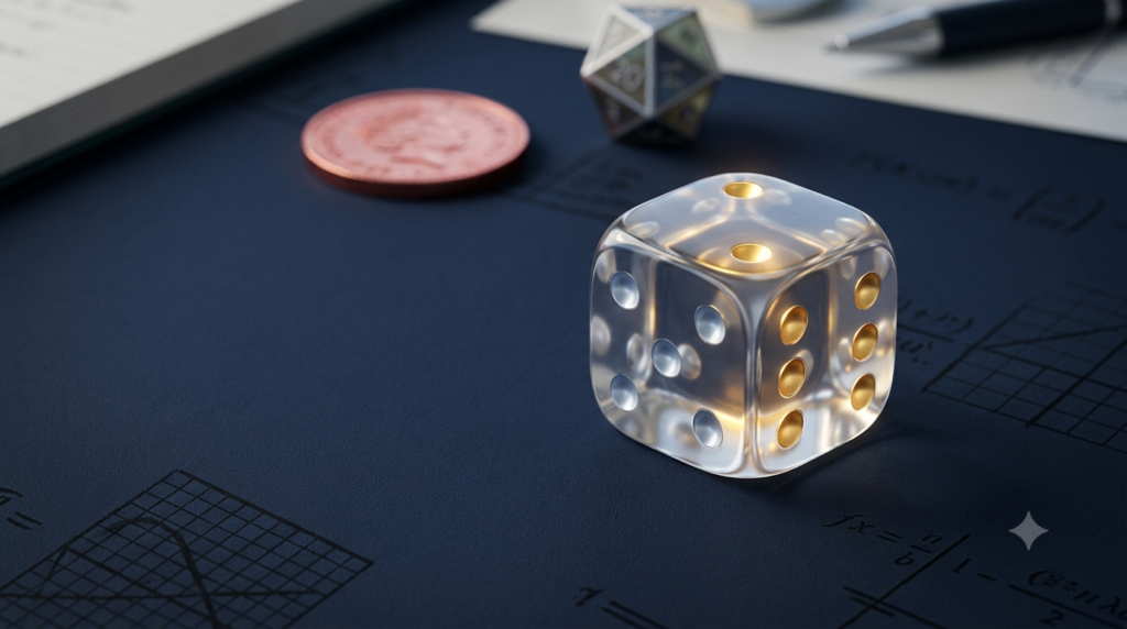 3D dice illustrating favorable outcomes in probability