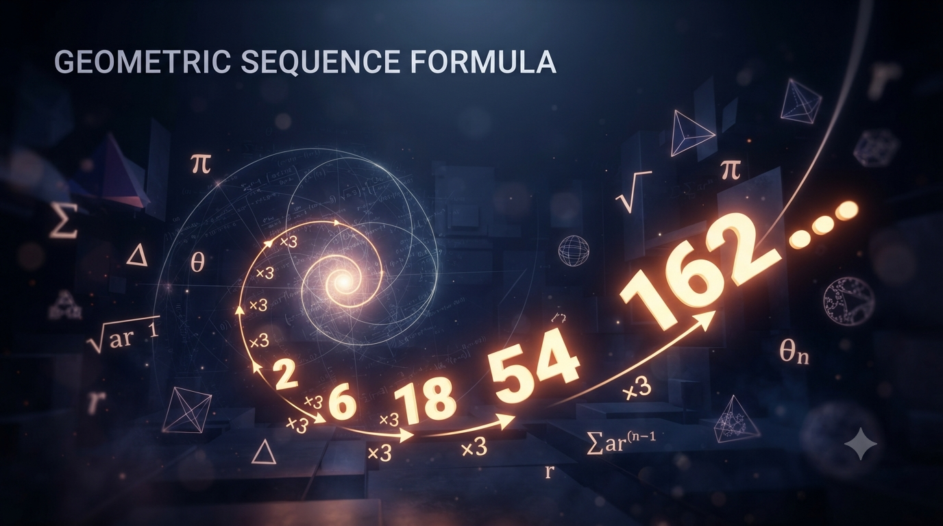 Geometric sequence numbers showing constant multiplication and common ratio