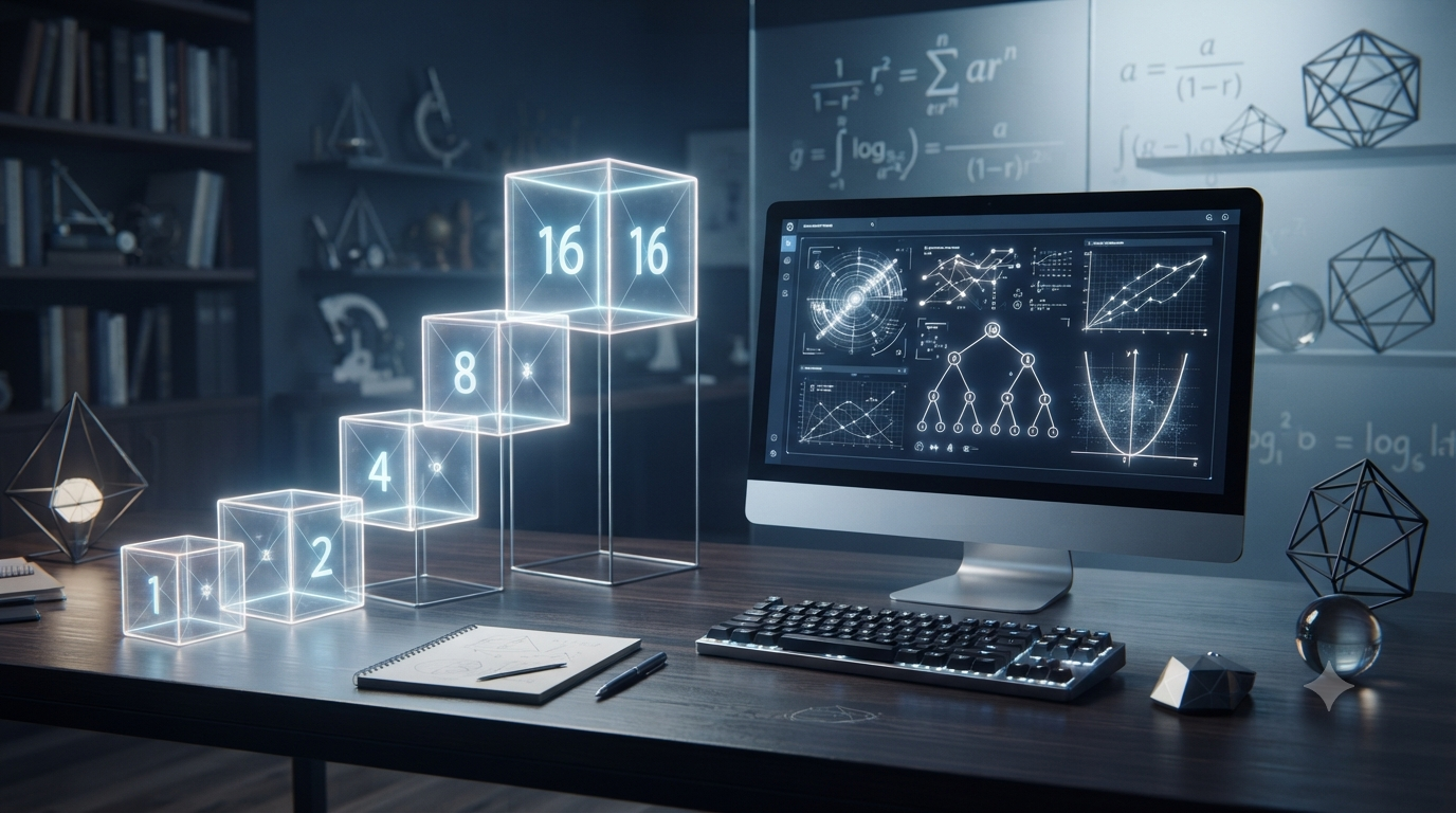 3D visualization of geometric series formula and computing applications