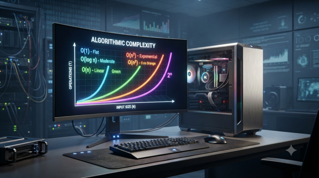 Realistic 3D visualization of growth rates and mathematical models in computing