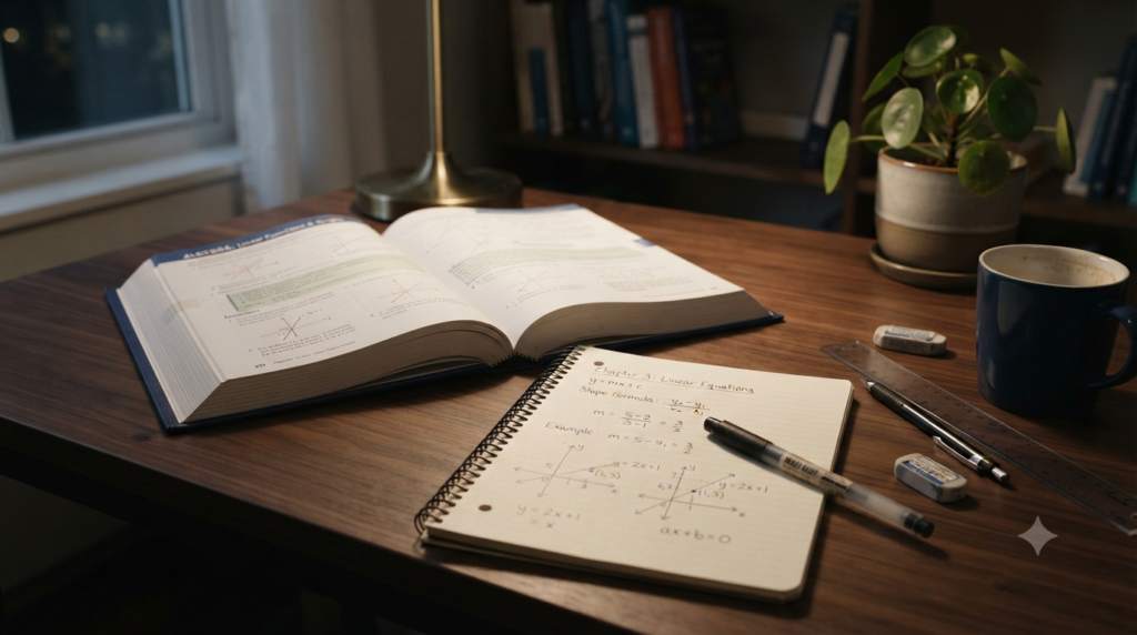 Linear equation formulas with algebra equations, slope, intercepts, and straight-line graphs for beginners