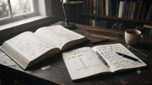 Mathematical formulas showing relationships between variables and quantities