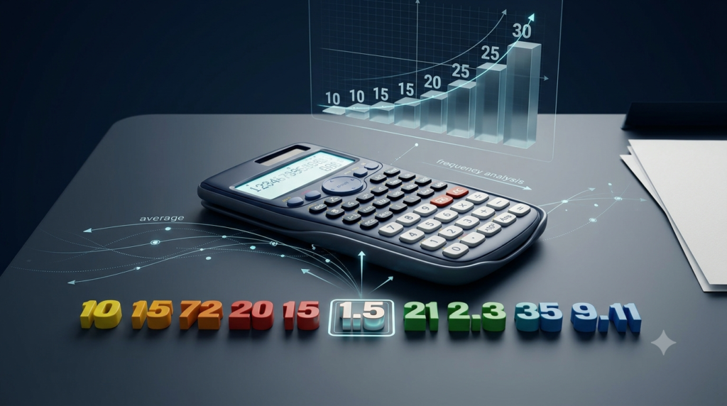 Mean Median Mode Calculator for calculating average, middle, and most frequent values