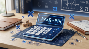 Online multiplication calculator showing a multiplication calculation on a digital calculator.