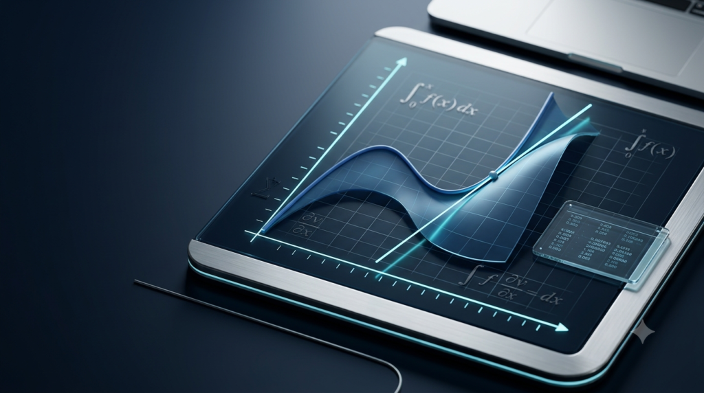 Numerical Derivative Calculator illustrating a tangent line and mathematical curve on a coordinate graph.