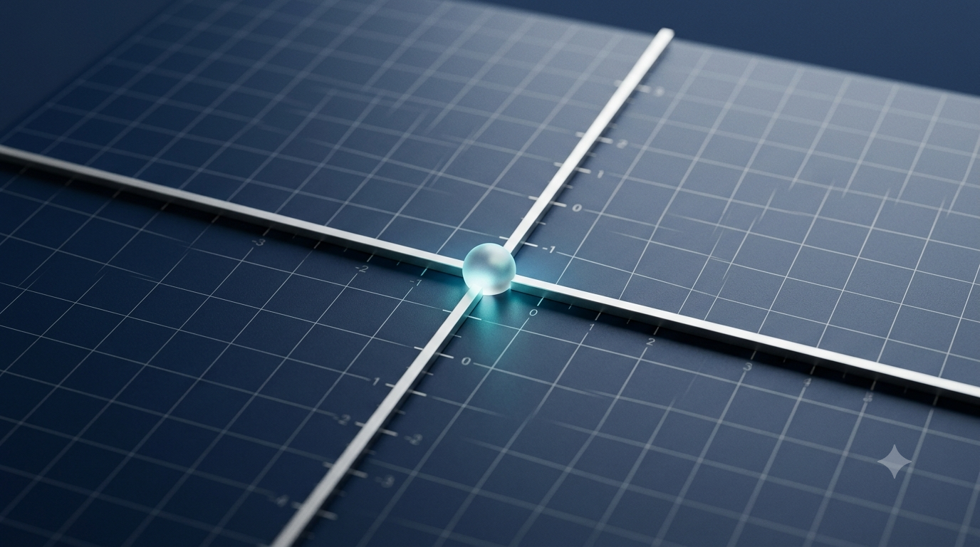 Realistic 3D coordinate plane showing the origin where the x-axis and y-axis intersect.