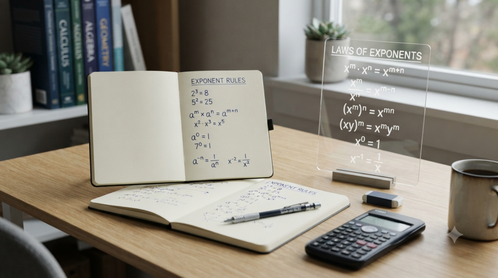 Powers and exponents formulas with basic exponent rules for beginners