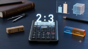 3D ratio calculator showing a mathematical ratio of 2 to 3