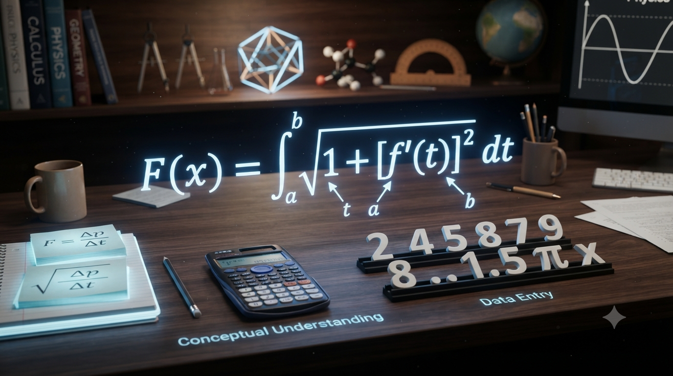 Realistic 3D illustration showing understanding a formula before substituting numbers