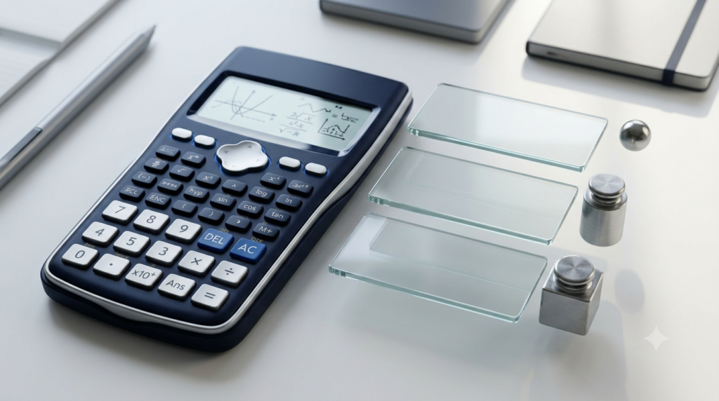 3D illustration of a digital calculator representing weighted average calculations and numerical data analysis.