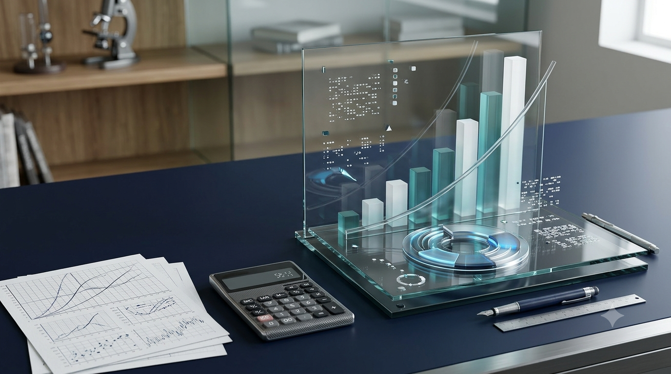 3D visualization of statistical graphs and data analysis illustrating the importance of statistics.